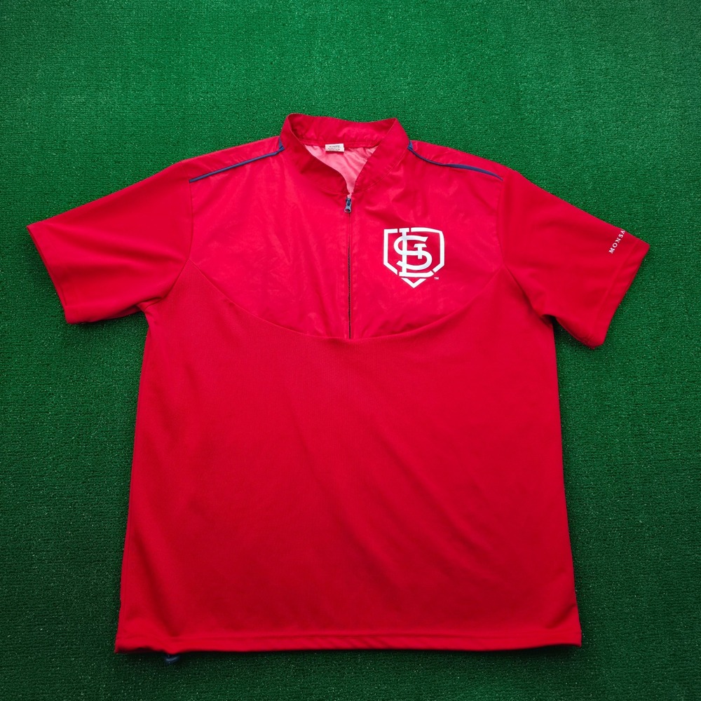 St Louis Cardinals Windshirt Mens XL Red 1/4 Zip Short Sleeve MLB Baseball